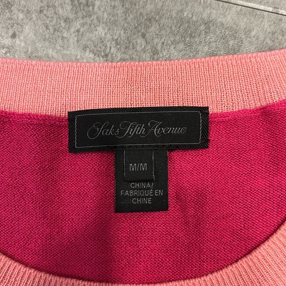 Saks Fifth Avenue Silk Blend Sweater Vest - Size Medium - Pink - Picture 3 of 5